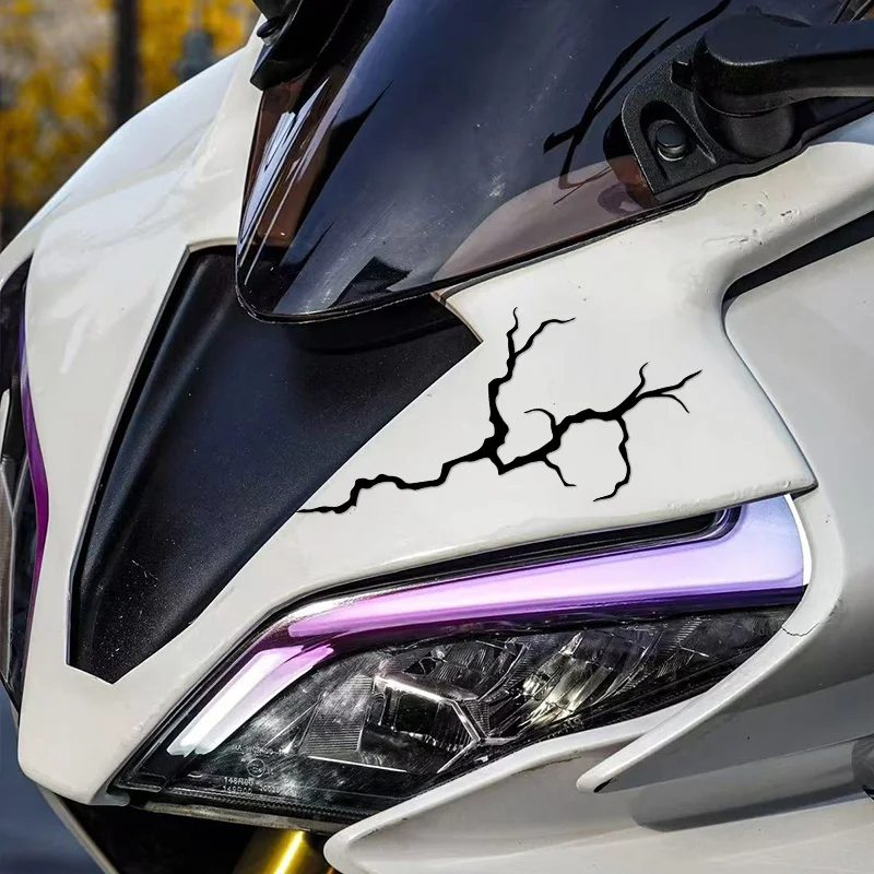 1PC Lightning Crack Motorcycle Stickers Waterproof for Motorbike Front Fairing Racing Helmet Scooter Self-adhesive Vinyl Decals