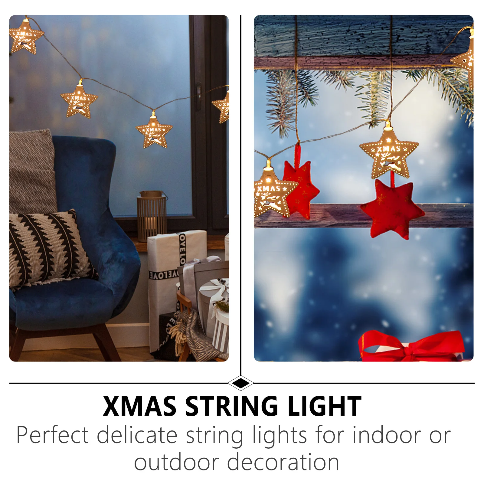 

1Set Christmas Light String Iron Pendant Hanging Xmas Decor Eye-Catching Party Decoration Holiday Season Classic