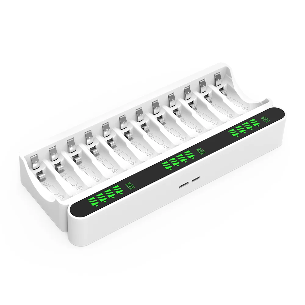 Умное зарядное устройство VariCore VC12 1,2 В, 12 слотов для Ni-MH аккумуляторов AA/AAA — быстрая зарядка, ЖК-дисплей, автоматическое отключение, безопасное для подзарядки