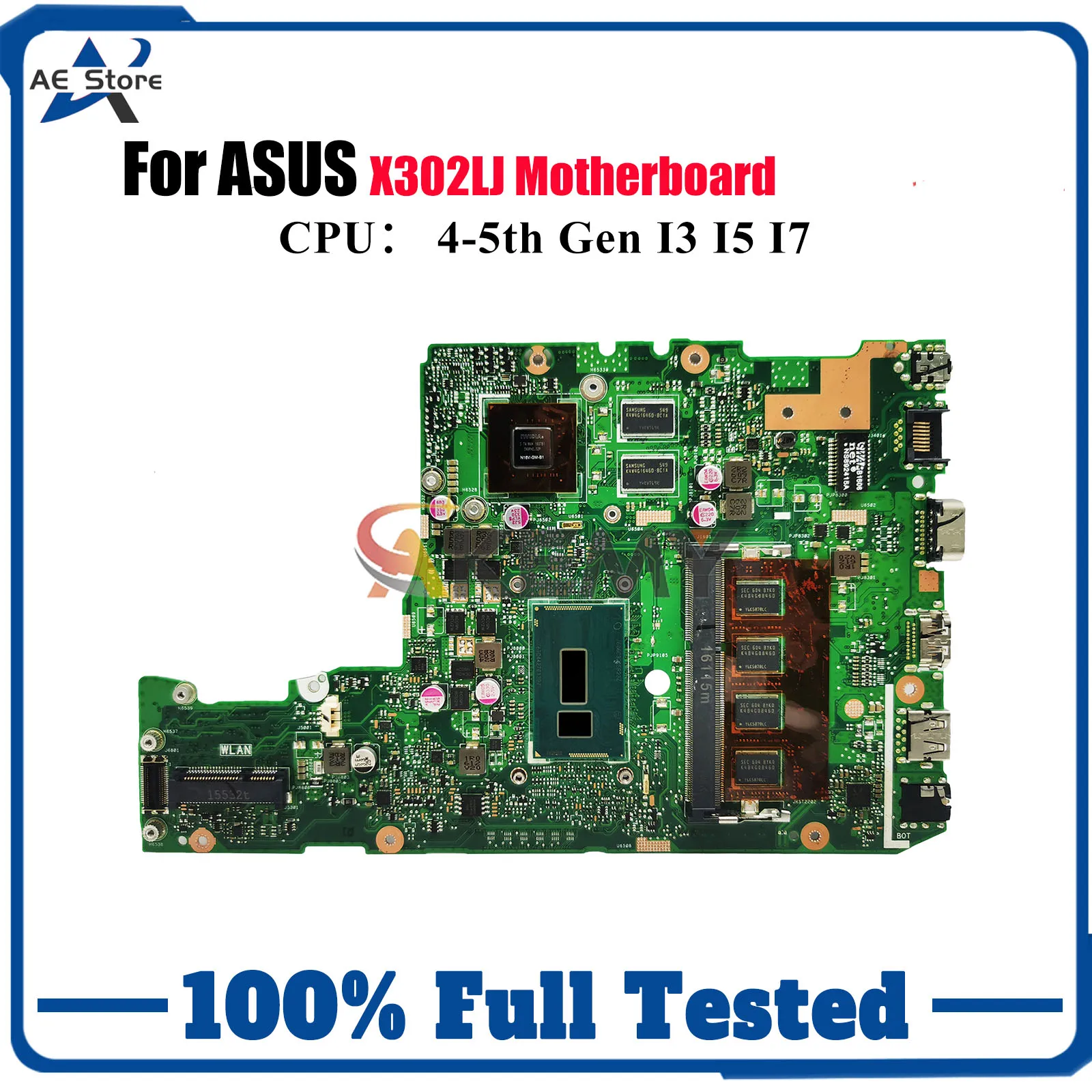 

X302LJ Laptop Motherboard For ASUS VivoBook X302L X302LJ Notebook Mainboard With I3 I5 I7 CPU 100% tests OK fast shipping stk