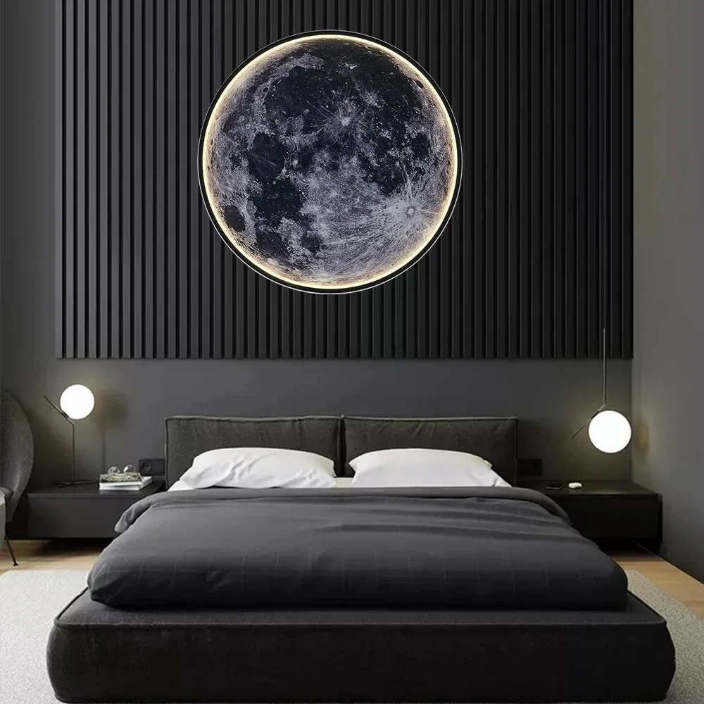 Plafoniere moderne lampada da parete luna RC camera da letto creativa soggiorno Decor lampada illuminazione di sfondo per interni Lustre Led Night