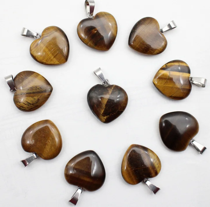 Natural Stone Opal Agates Crystal 20mm Heart Shape Pendant Charms For Diy Earrings Necklaces Jewelry Making Decorative 12pcs/lot