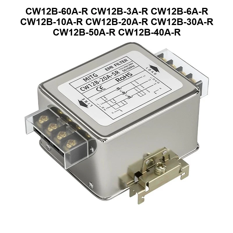 Three-phase power Filter inverter EMI Servo filter Purifier CW12B-3/6/10/20/30/40/50/60A-R AC 380V CW12B-40A-R CW12B-30A-R