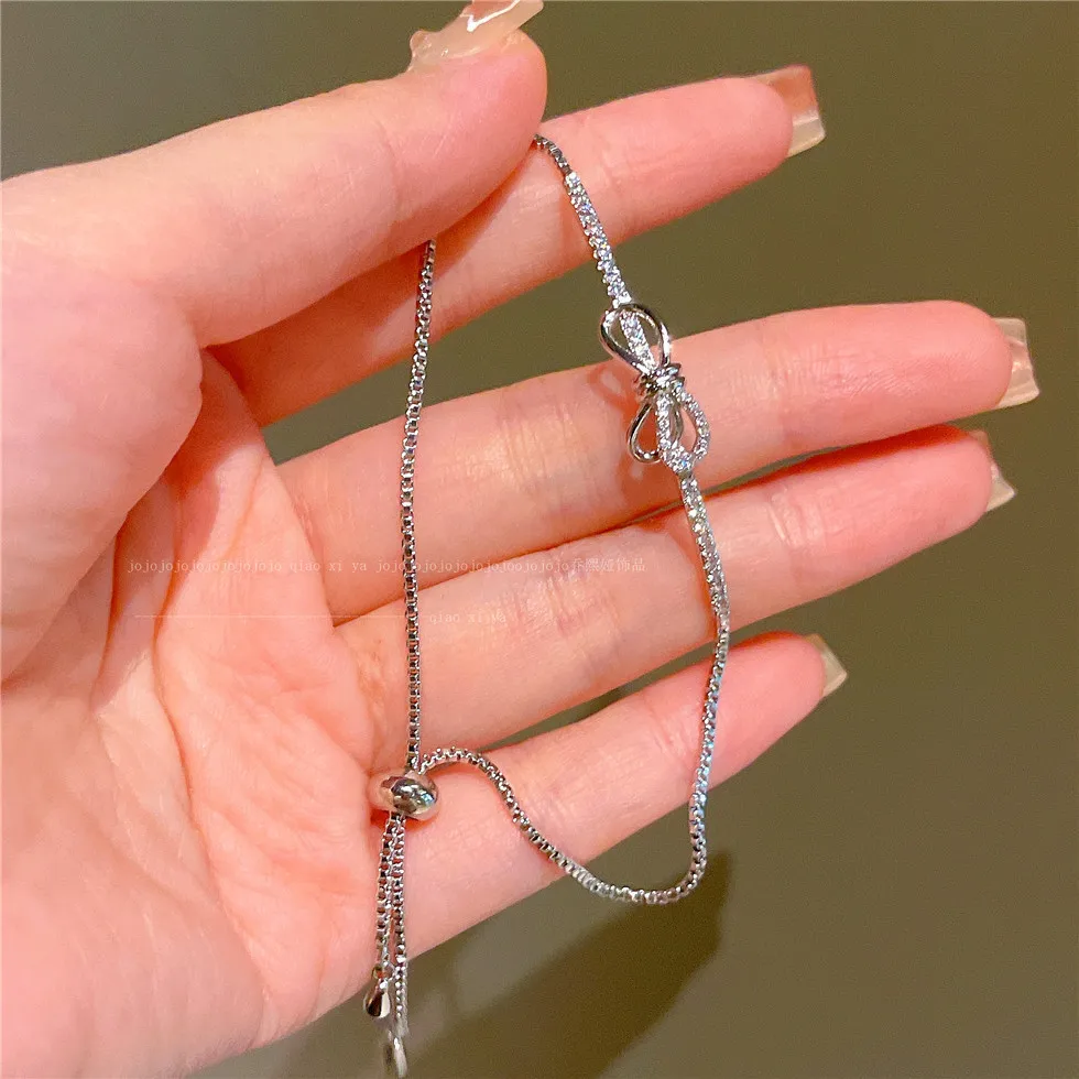 PT950 micro-set bow-shaped bracelet - popular store, matte finish, niche design, unique handcrafted jewelry accessory