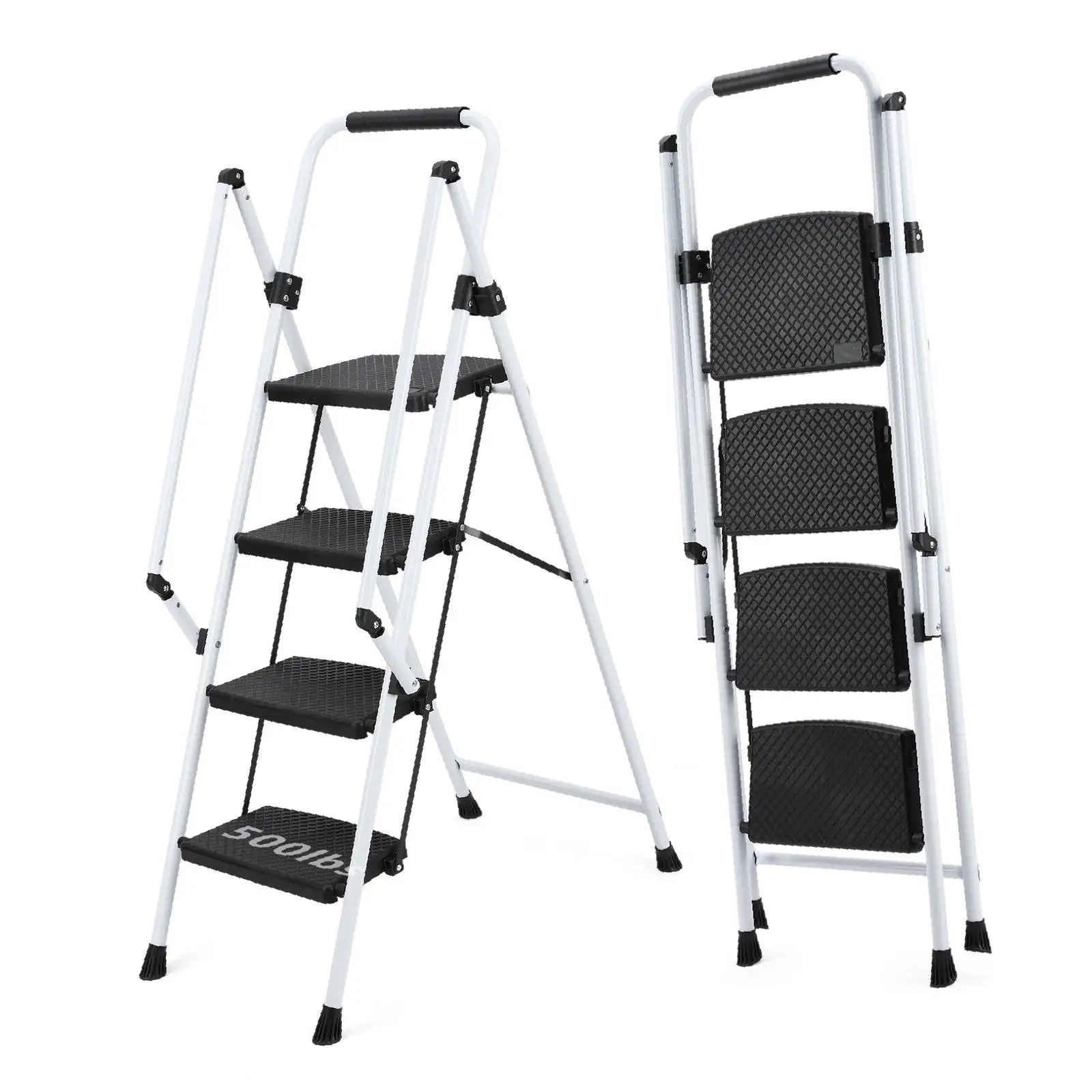 

Safety Handle Wide Pedal Steel Step Ladder Foldable Anti Slip Feet for Home Kitchen Office and Utility Room