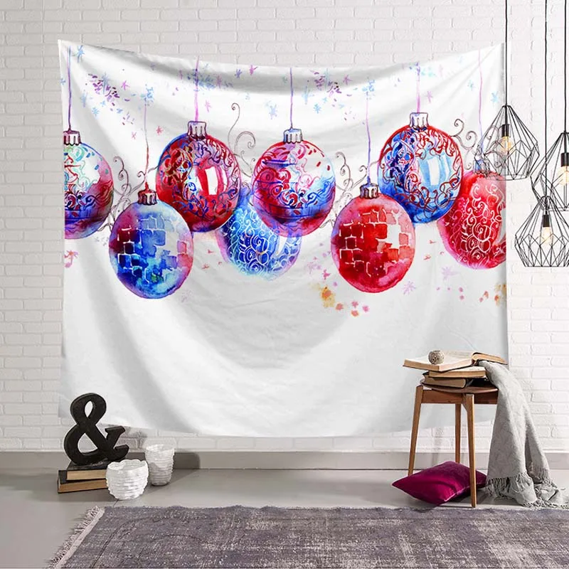 Home Decor Christmas Night Sock Light Pattern Print Wall Tapestry Happy New Year  Party  Рождественский гобелен