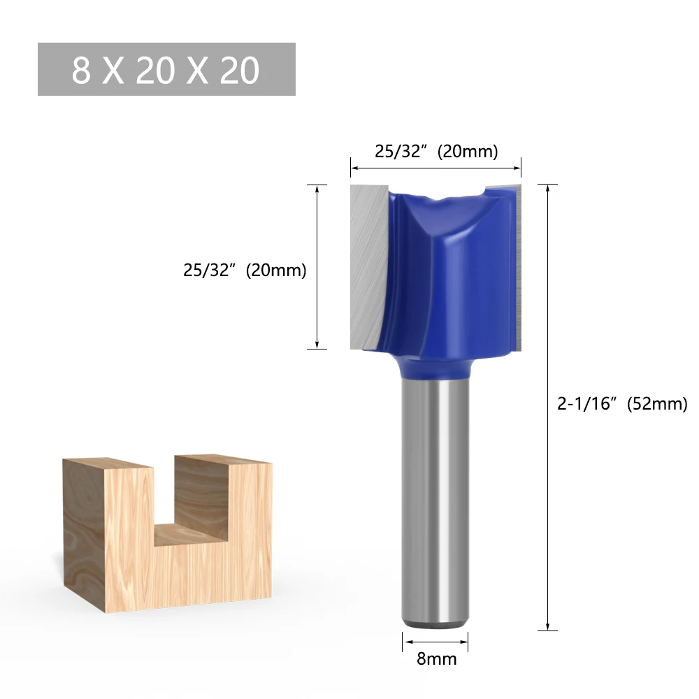 LAVIE Fräser mit 8-mm-Schaft, gerader Doppelfräser für Holz, zum Einstanzen von Nuten, zum Schnitzen und Schneiden, für Holzbearbeitung, DIY- und Handwerksprojekte. – Detail 14