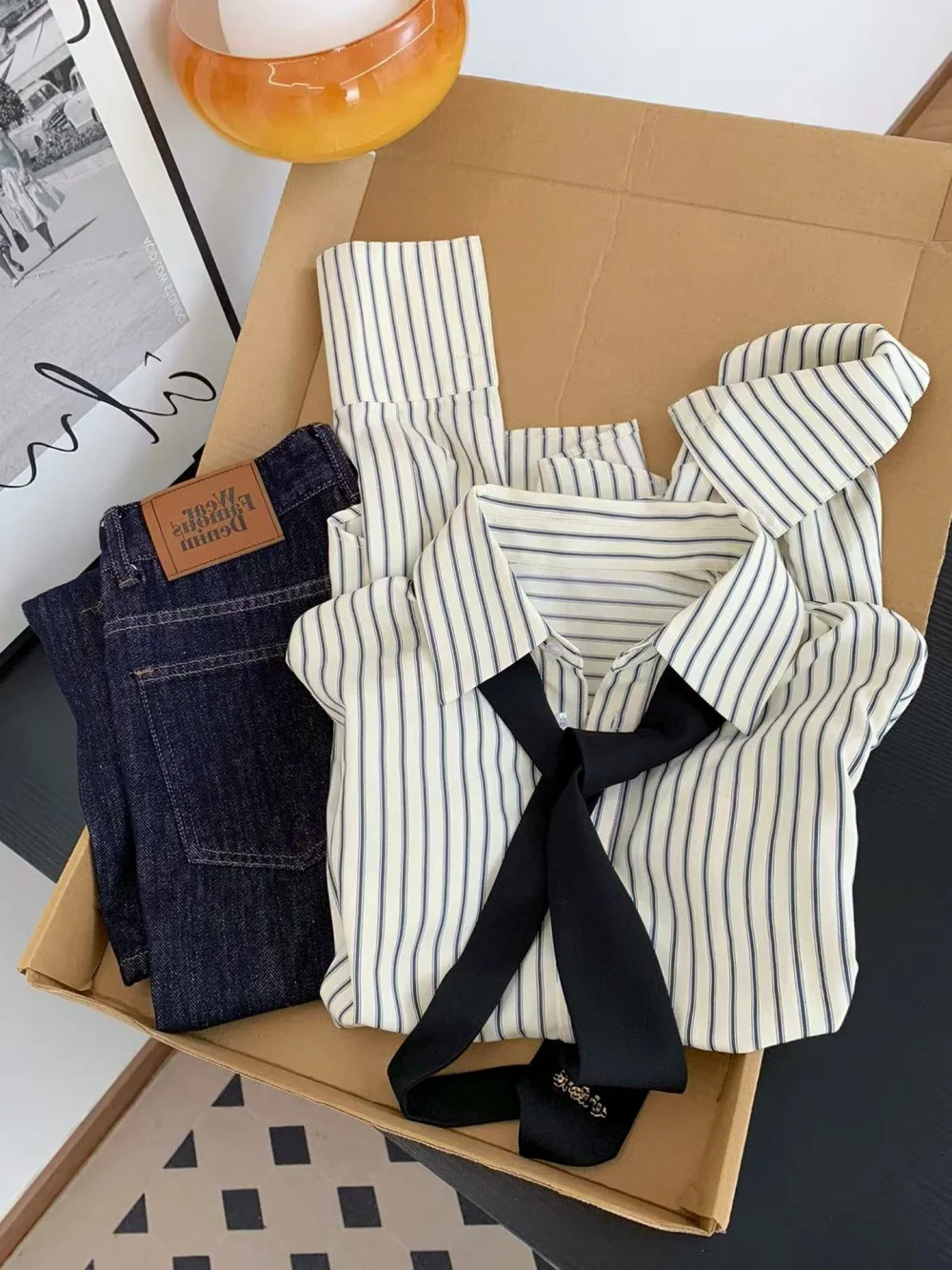 Vintage preppy gestreepte oulder irt losse pasvorm faionable luie sle top voor mannen en vrouwen lente herfst afslankeffect