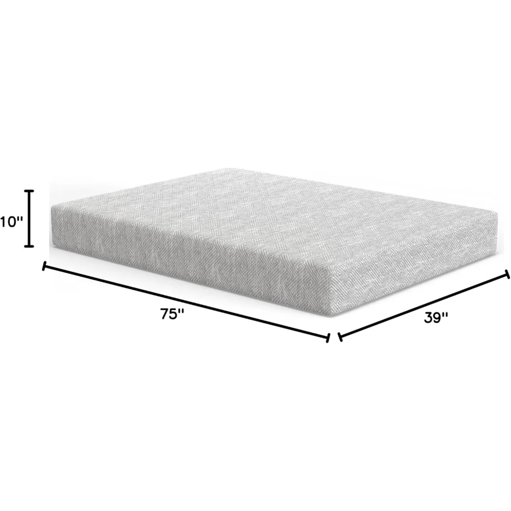 Grey Gel Memory Foam Mattress 10-Inch CertiPUR-US and Oeko-TEX Certifed Bed-in-a-Box in Ultra Small Package Mattresses Twin Home