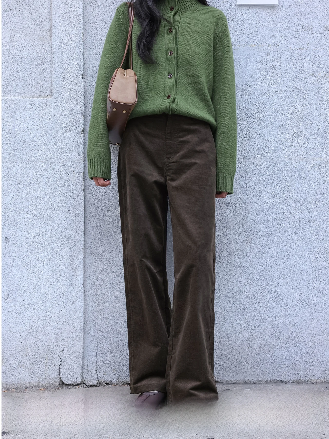 

Slimming Straight Leg Corduroy Pants Women's High Waist Casual Trousers Autumn Winter Faion Retro Sle Cotton Blend