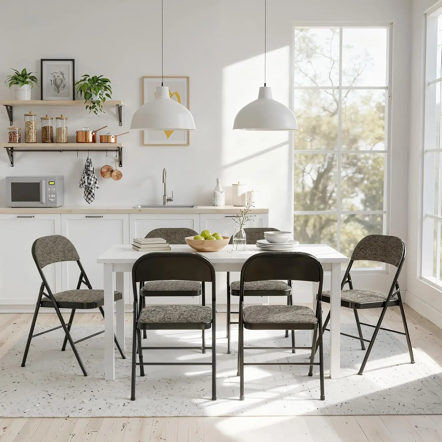 Padded Folding Chairs, Set of 8, Foldable Outdoor Dining and Patio Chairs