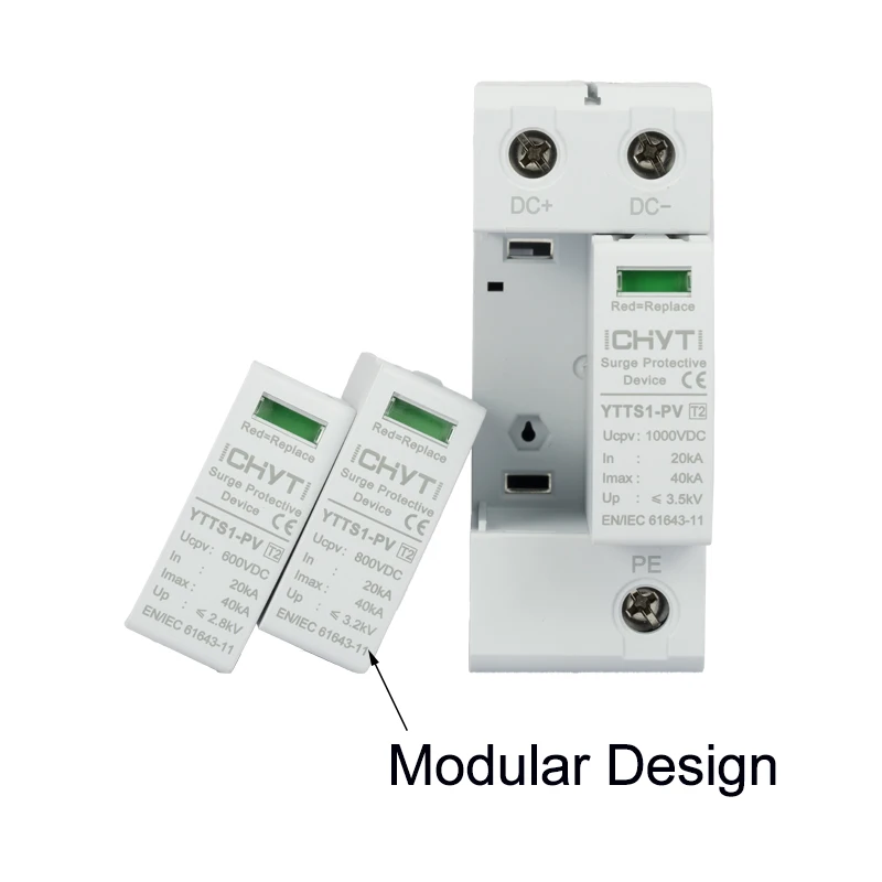 SPD Replace Module for DC 600V 800V 1000V 2P 20~40KA Surge Protective Device Arrester Surge Protector Replace Core