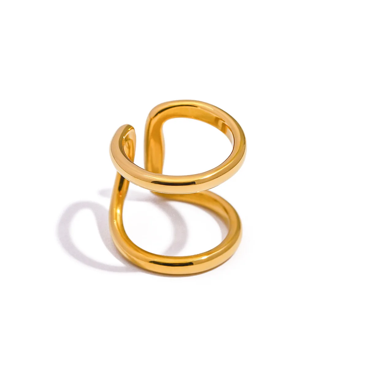 

Stainless Steel PVD 18K Gold Plated Tarnish Creative Twist Ring For Woman Jewelry Wholesale Summer Trendy