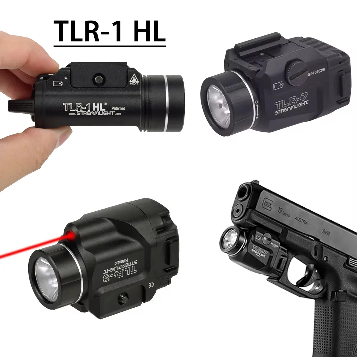 TLR-1 hl tlr1 tlr7 tlr8 streamlight destaque airsoft arma luz para pistola glock 17 caber 20mm ferroviário caça lanterna estroboscópica