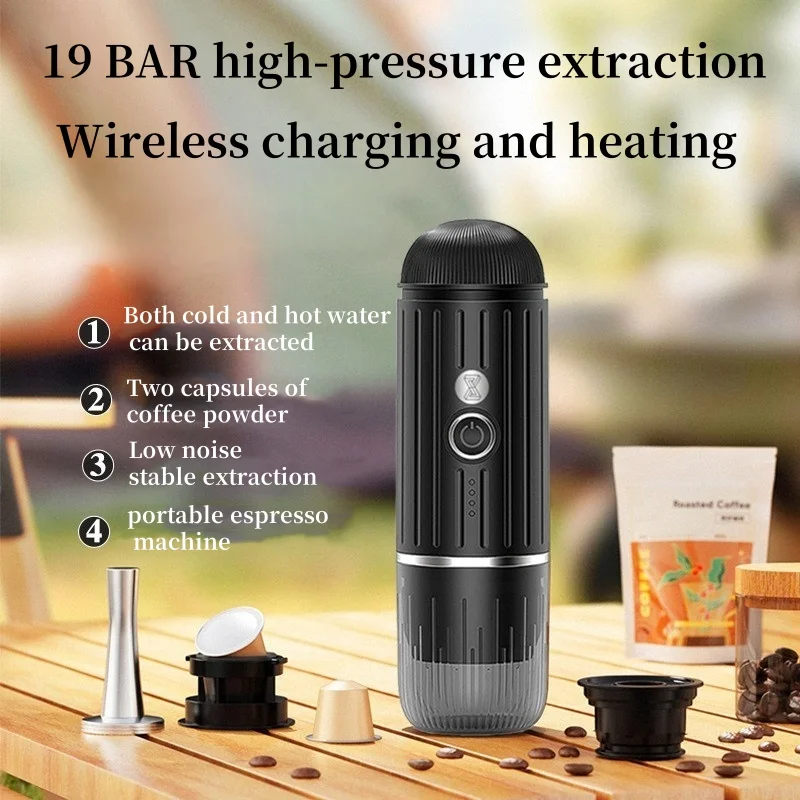 

Wireless Electric Portable Espresso Coffee Machine for Car & Home Camping Coffee Maker 3-in-1 Capsule Powder Travel Coffee Maker