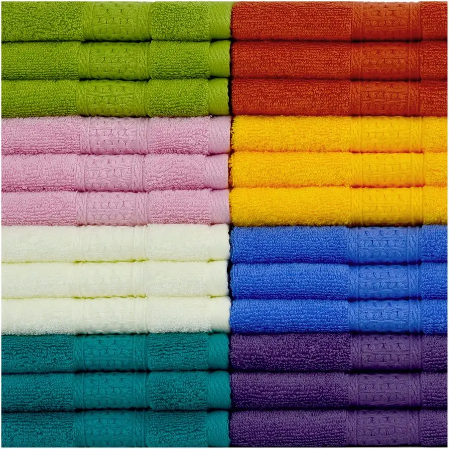 

Салфетки для мытья тела 24 упаковки мочалок Мягкие хлопковые салфетки для лица, большой набор салфеток для душа 8 цветов 13 x 13 100 Хлопок Sma