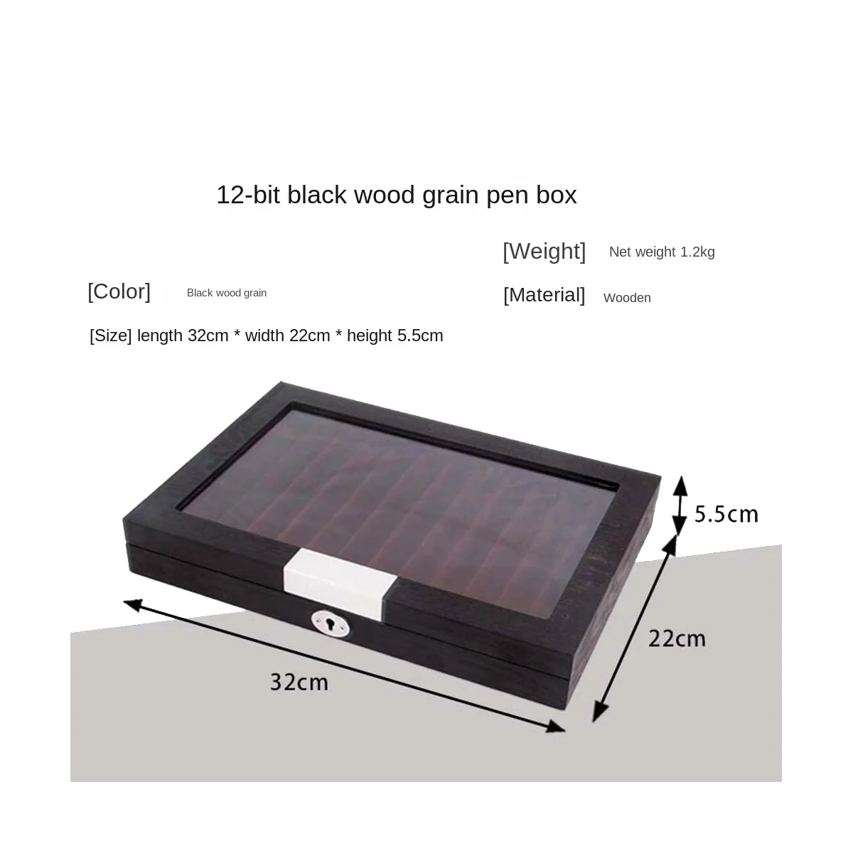 12 Slots Wood Pen Display Box Deluxe Pen Case with Key Transparent Window Fountain Storage Showcase