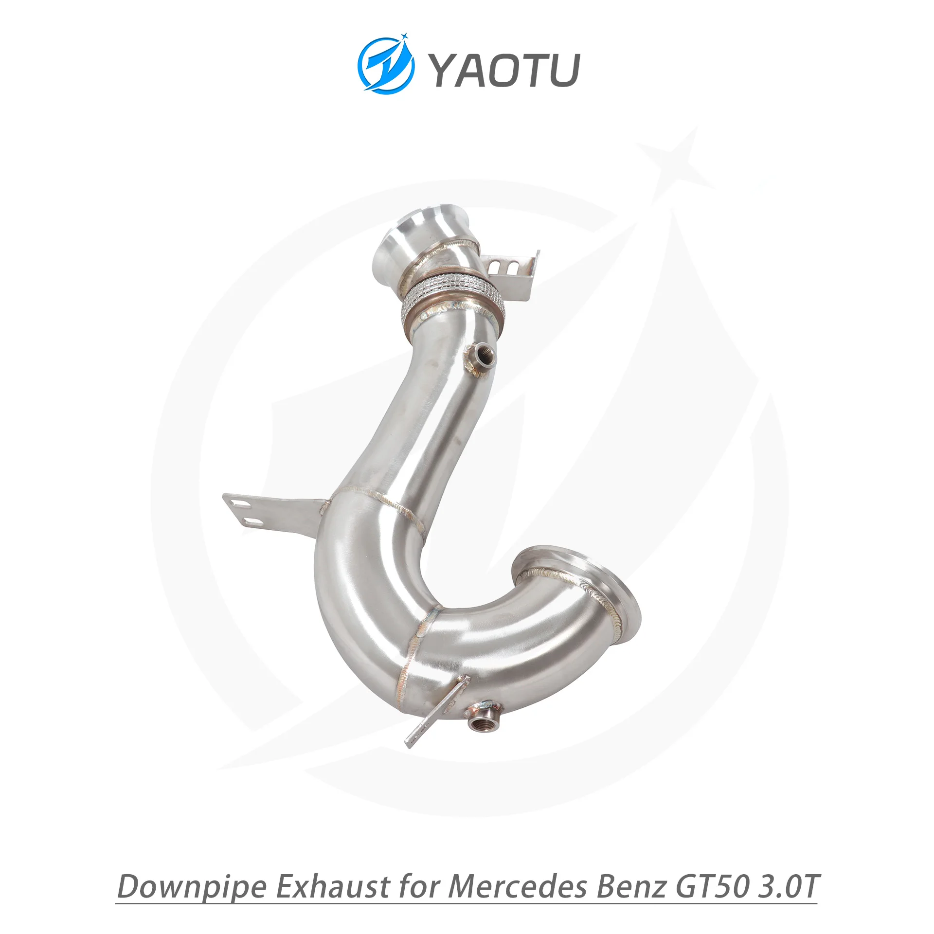 YT 304 Stainless Steel Straight-Through Downpipe with Brushed Finish Exhaust Pipes for Mercedes-Benz GT50 3.0T