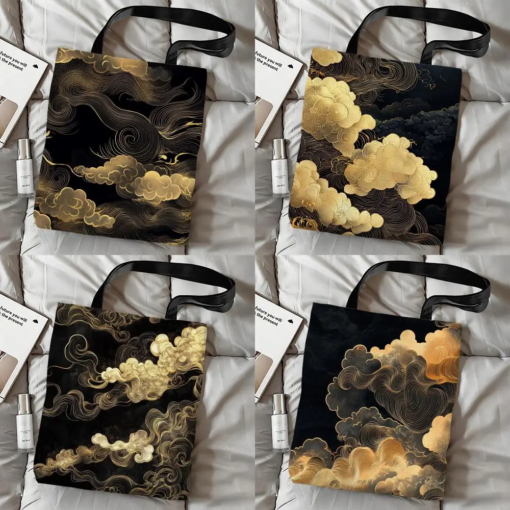 classical auspicious clouds Storage Bags Double-Sided Print Canvas Tote Bag Fashion Large Capacity Women's Shoulder Handbag