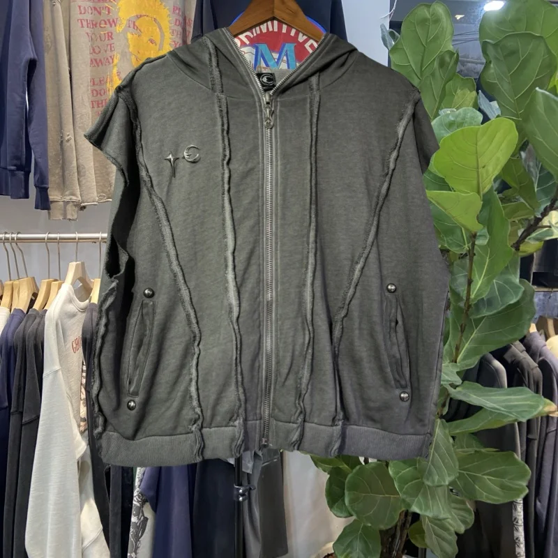 

Толстовка с металлической молнией в стиле ретро, жилет с капюшоном и свободным Svel Street Sle, повседневная одежда, удобная посадка на каждый день