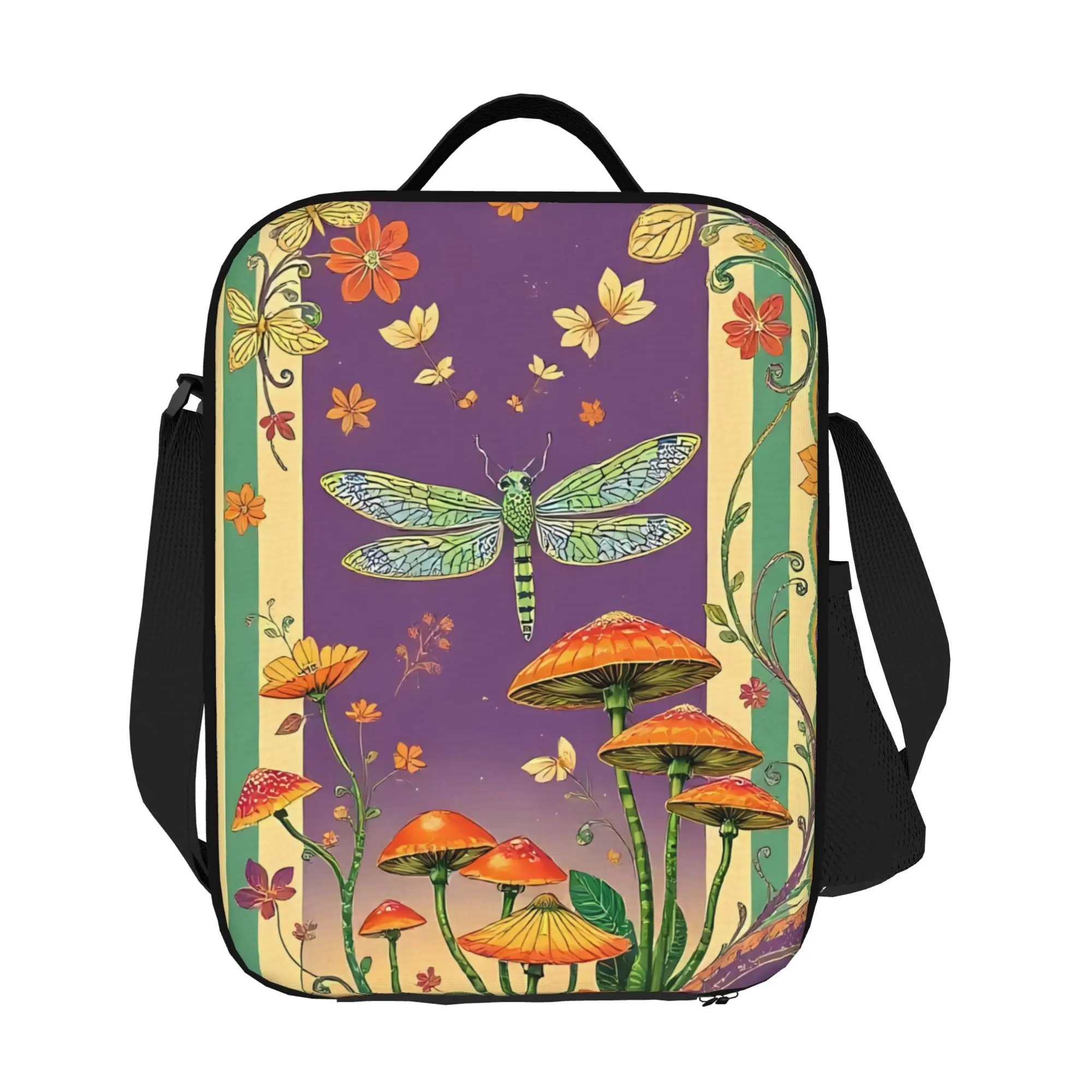 Dragonfly Design Bag for Non-Food Use (Non-Food Contact) Stylish and Functional Everyday Use Shoulder Strape Lunch Bag Zipper