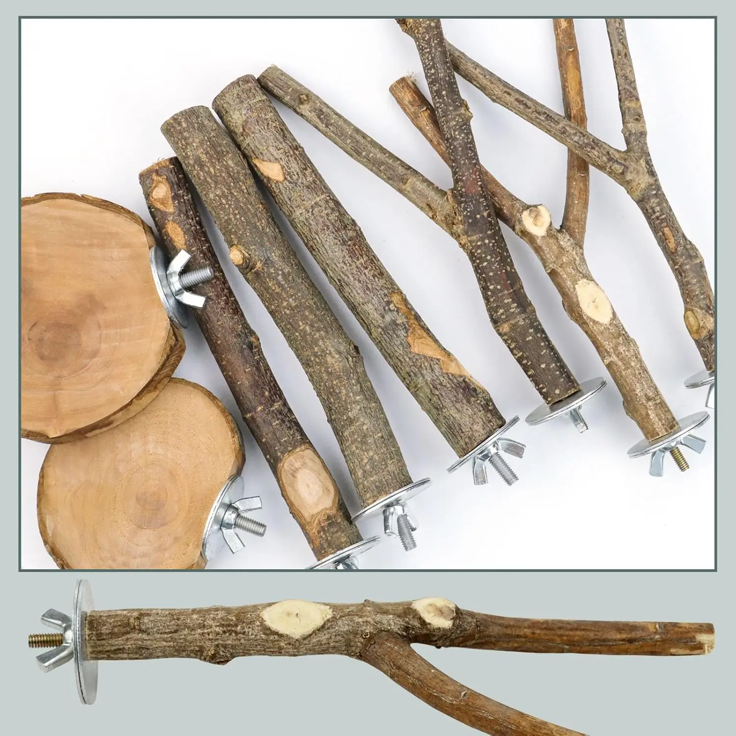 8PCS Natural Wood Bird Perches 5