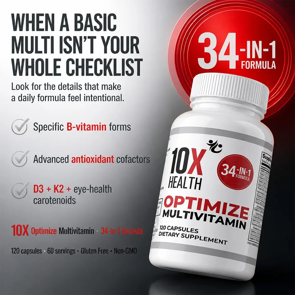 10X Health Optimize Multivitamin Supplement with Magnesium, Supports Immune and Eye Health, and Promotes Energy Metabolism