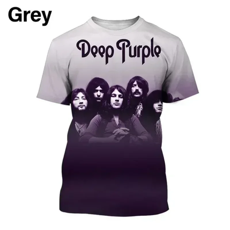 Summer Men Clothing Deep Purple Band Hard Rock Music 3D Print T-shirt Fashion Casual Oversized T Shirt Harajuku Unisex Tops Tees