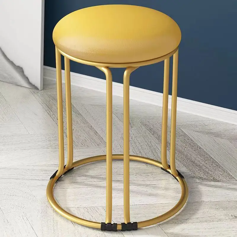 

#Round Velvet High Stool Modern Minimalist Stackable Dining Chair Eco-Friendly for Apartment & Villa Home Use
