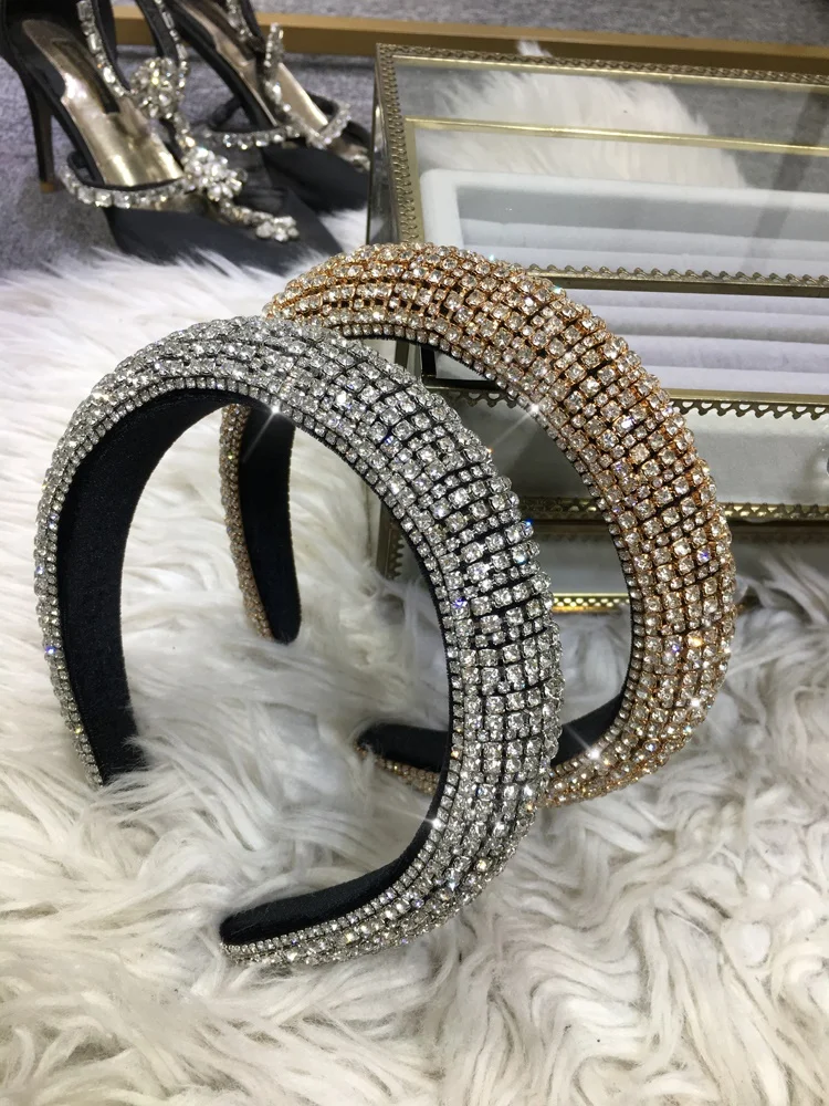 

Blingbling Shiny Water Drill Luxury Hair Hoop Hair Clip for Women Beading Diamonds Headband Net Red Rhinestone Hairband