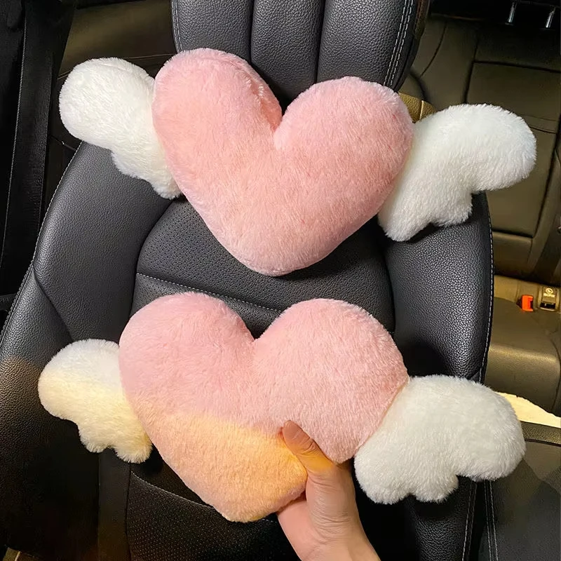 Love Angel Wings Pillow Car Seat Pillow Pink Sofa Pillow Office Soft Comfortable Waist Automotive Interior Home Decoration Y2K