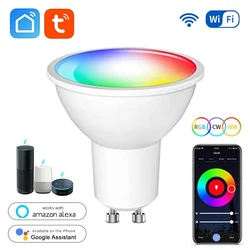 GU10 Tuya Wifi 스마트 전구 Inteligent Alexa 램프 5W 7W 9W RGBCW 2700K-6500K 스마트 라이프 원격 제어 Google 홈으로 작동