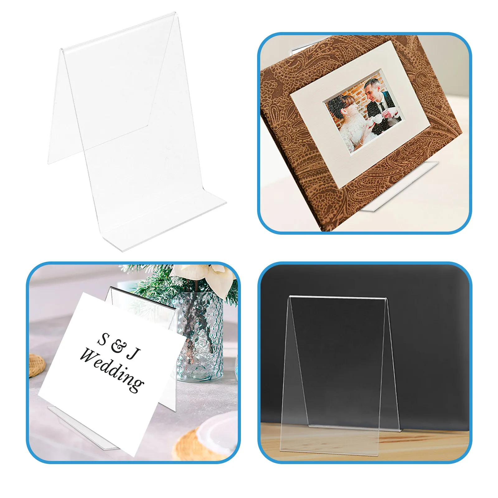 

6pcs Acrylic Book Stand Clear Transparent Display Holder For Books Magazines Photos Desktop Organizer Shelf Office Study Home