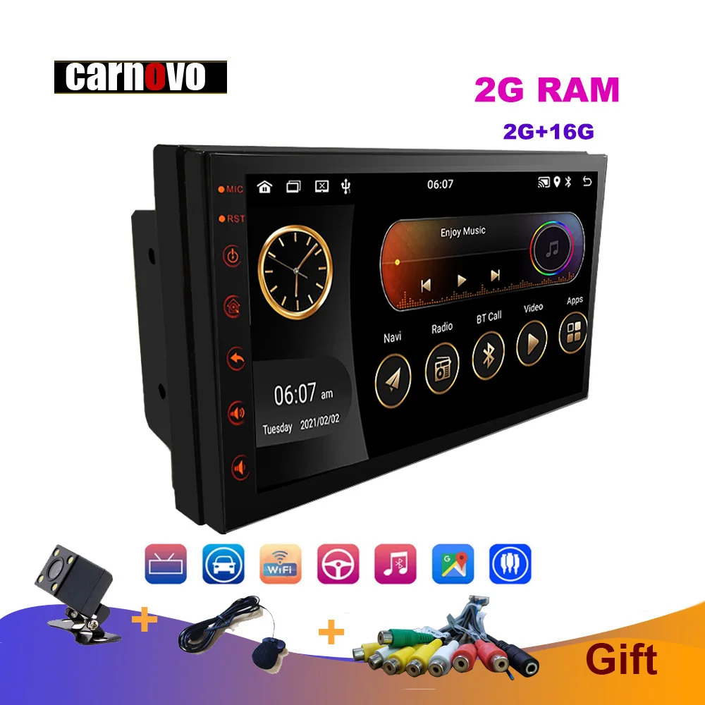 Carnovo  Android 9.0 2 Din Car Radio GPS Multimedia Player Autoradio 2G+16G For Volkswagen Nissan Toyota Hyundai Kia Ford Focus