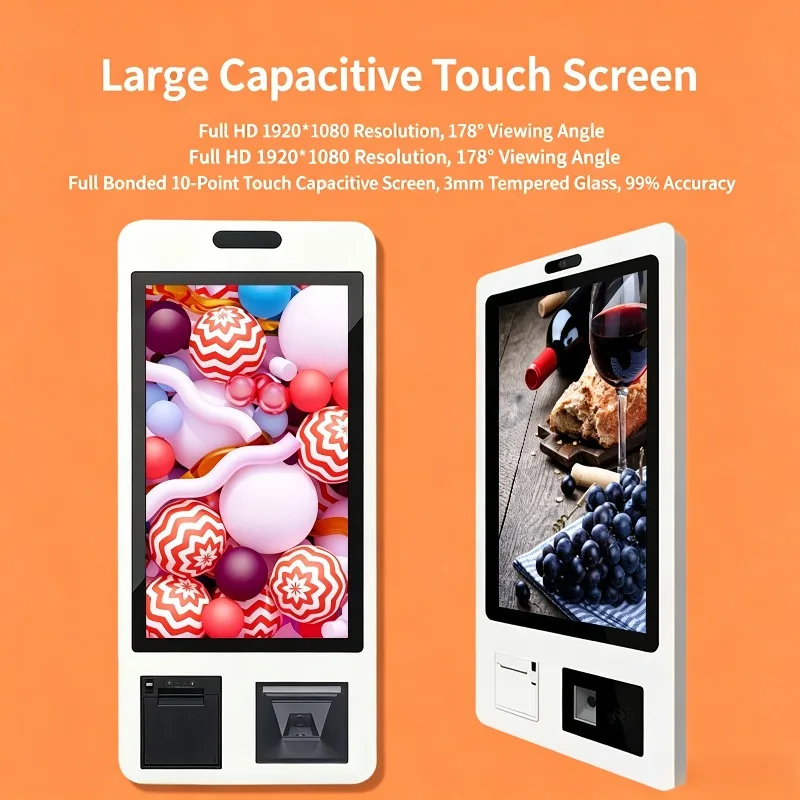21.5/32 Inch Touch Screen Self Service Order Kiosk, All-in-One POS Terminal for Restaurant & Supermarket Checkout