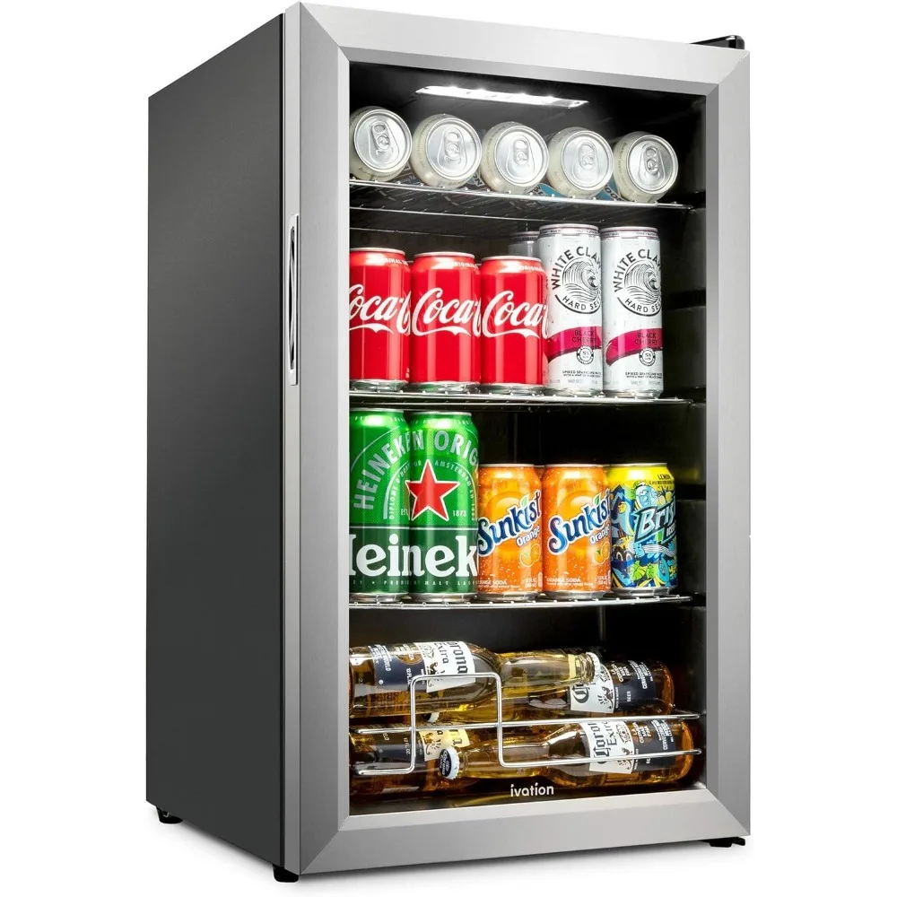 

Beverage Refrigerator | Freestanding Ultra Cool Mini Drink Fridge | Beer, Cocktails, Soda, Juice Cooler for Home & Office