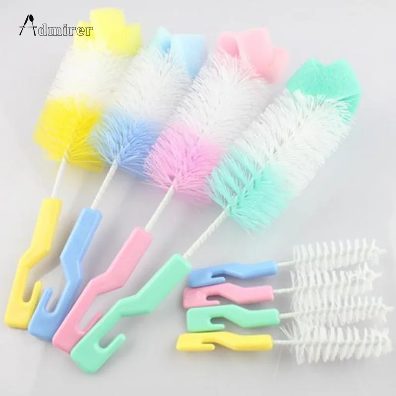 2Pcs/set Baby Milk Bottle Cup 360 Degree Sponge Cleaner + Pacifier Brush 360° Cleaning Tool Scrubber Cleaning Brush