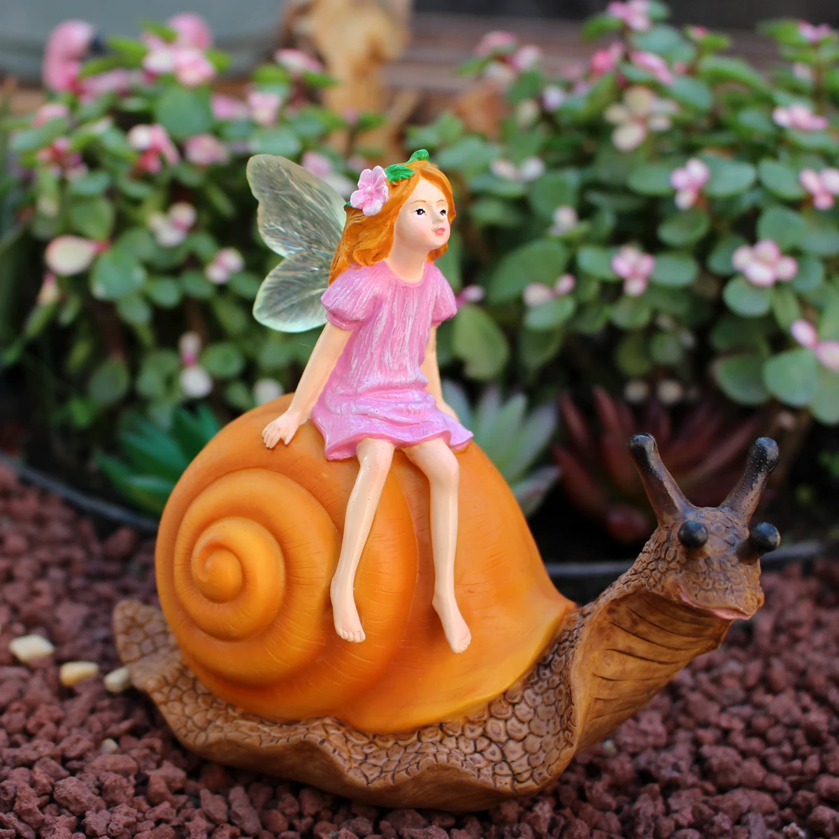 1 قطعة القواقع الجلوس الجنية الإبداعية لسطح المكتب ، ديكور المنزل ، حديقة ديكور ، حديقة تمثال راتنج حلية قزم الديكور ، ساحة ديكورا