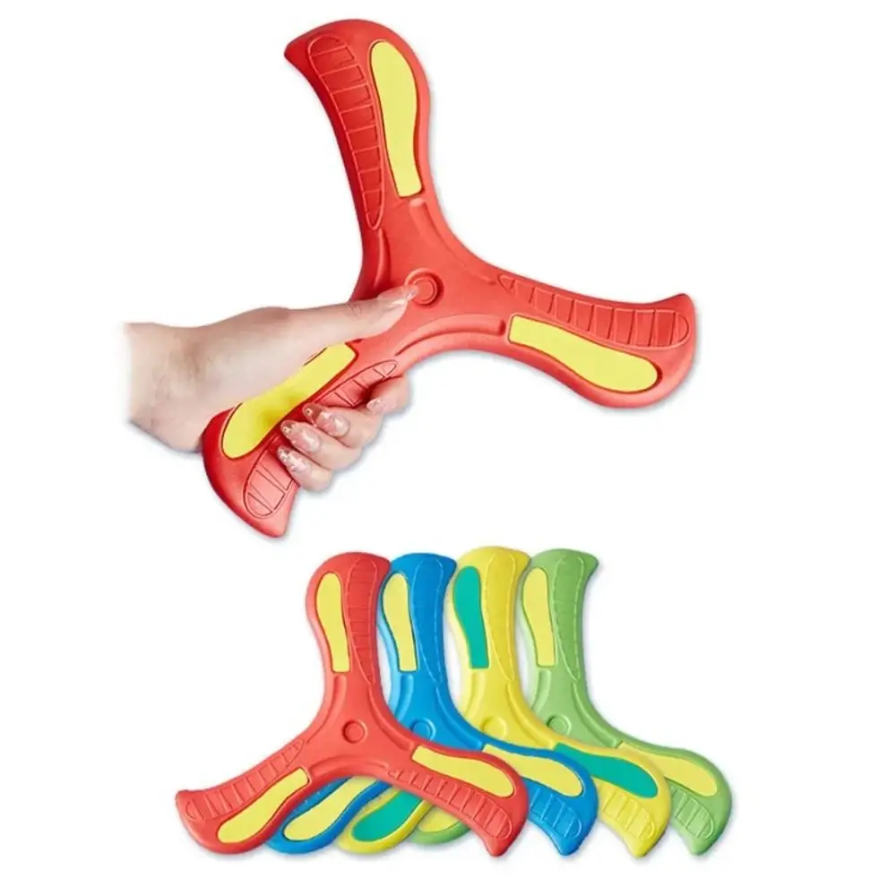 Crianças de plástico boomerang macio interativo três folhas cruz disco voador crianças brinquedo esportes spinner três lâminas adultos-crianças