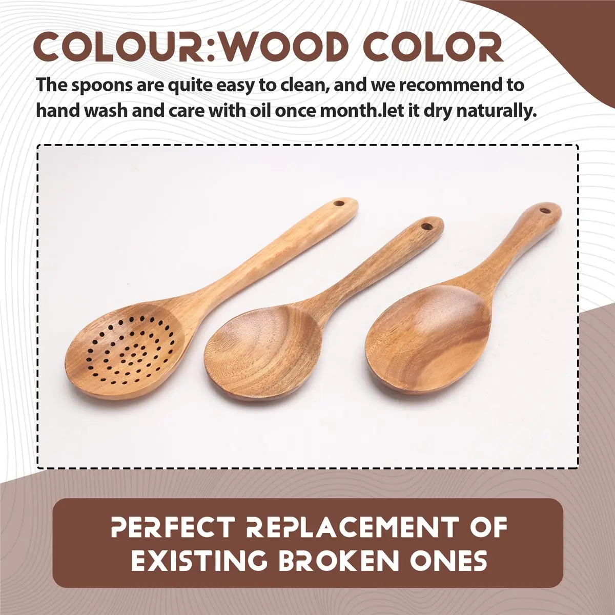 popop Wooden Kitchen Utensils Set,9 Pcs Wooden Spoons for Cooking,Wooden Cooking Utensils,Wooden Spoons for Non-Stick Pan