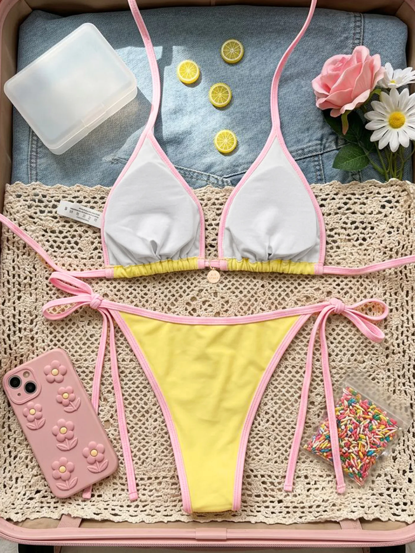 2026 Neuer Europäischer und Amerikanischer Stil Bikini Sexy Farbblock-Design Dreieckiger Zweiteiliger Damen-Badeanzug Set – Detail 37