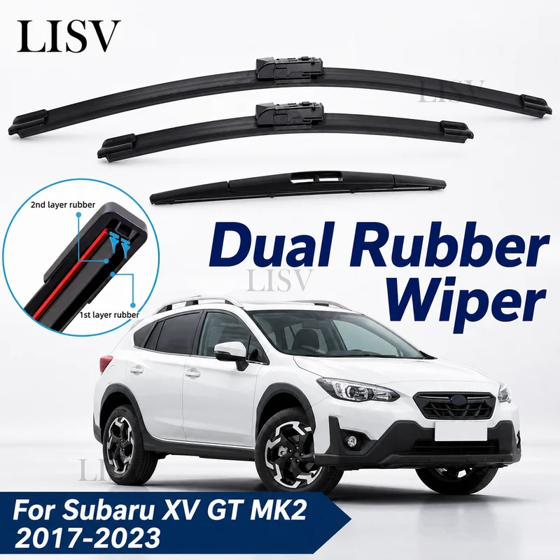 Wiper Blades Set For Subaru XV GT MK2 2017-2023 Crosstrek Hybrid e-BOXER Front Rear Windshield Windscreen 2018 2019 2020 2021