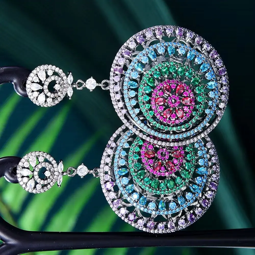 

Missvikki Original Gorgeous Round Pendant Earrings Shiny Cubic Zirconia Women Wedding Trendy Earrings Bijoux High Quality New
