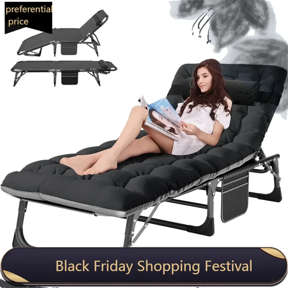 

Outdoor 5-Position Folding Chaise Lounge Chair with Pad,Portable Beach Lounge Chair for Outdoor Sunbathing Patio Pool Lawn Deck