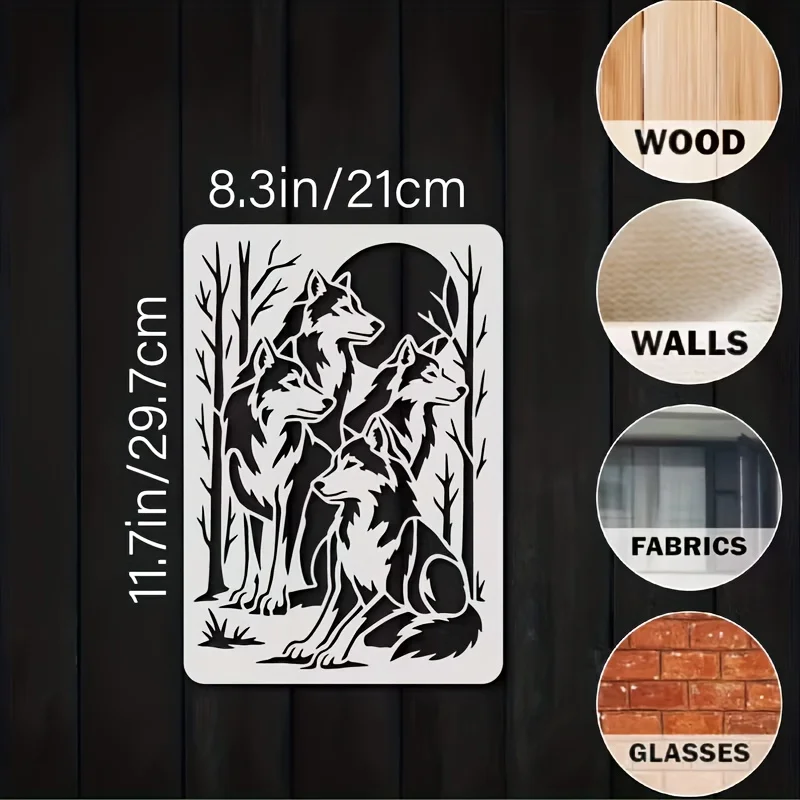 A4 29 *21cm A pack of wolves DIY Stencils Wall Painting Scrapbook Coloring Embossing Album Decorative Paper Card Template,wall