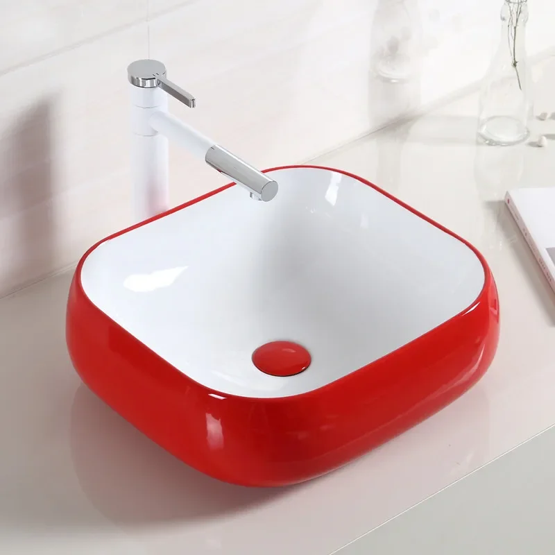 Bathroom Color Hand Wash Red, Washbasin Washbasin Creative Art Basin