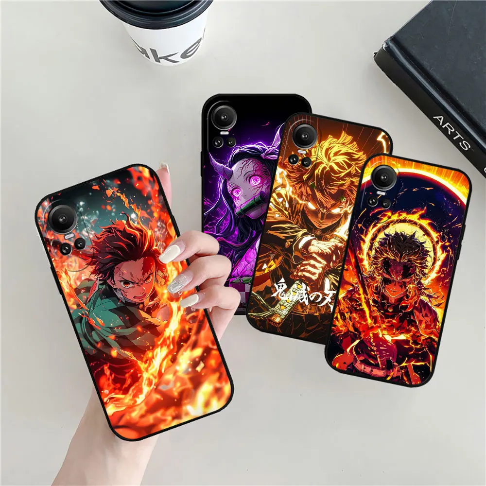 Demon Slayer Kimetsu no Yaiba Phone Case For OPPO Reno 11 11F 10 8 8T 7 7Z 6 6Z 5 4 3 2F Z ACE Pro Plus 4G 5G Black Soft Cover