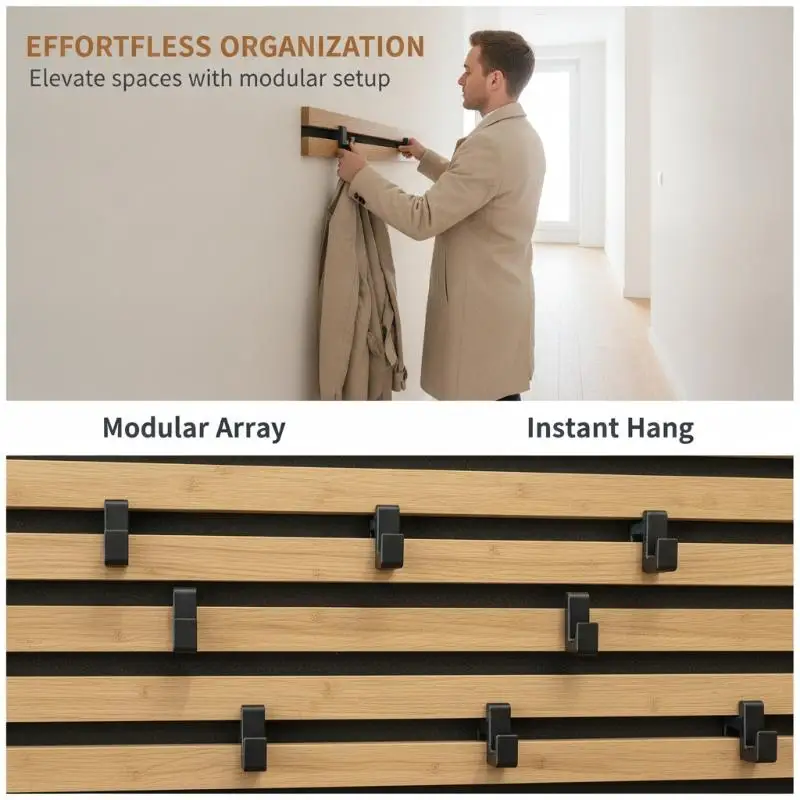 New Snap-On Hanger Hook No Drill Needed for Acoustic Soundproof Panels Non-Damage Hook for Office Meeting Room Wall Decor