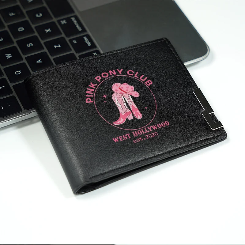 핑크 포니 클럽 웨스트 할리우드 남성용 슬림 지갑 PU 가죽 경량 내구성 비즈니스 패션 디자인 2D 평면 인쇄