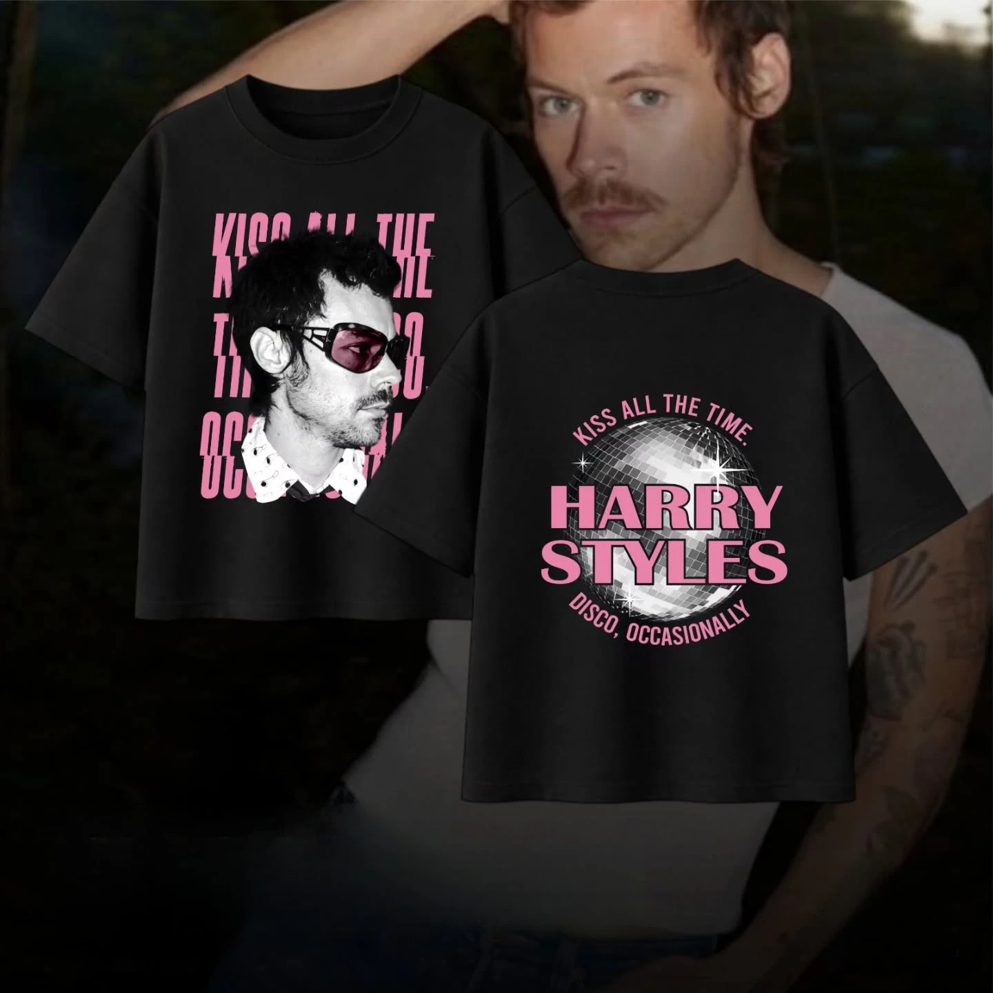 Harry Styles Disco Kiss All The Time Graphic T‑Shirt Men Women Short Sleeve Tee Vintage Pop Music Fan Streetwear Casual T‑shirt